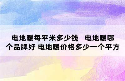 电地暖每平米多少钱   电地暖哪个品牌好 电地暖价格多少一个平方